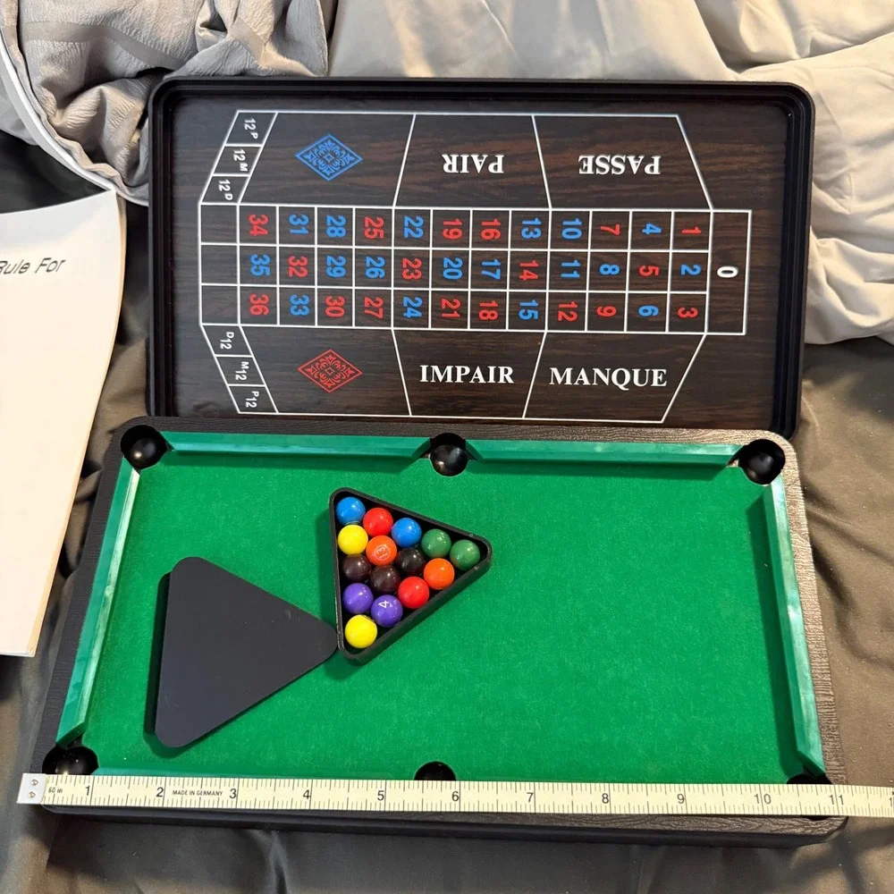 12-in-1‎ Tabletop Casino & Game Set Roulette Blackjack Pool Chess NWOT